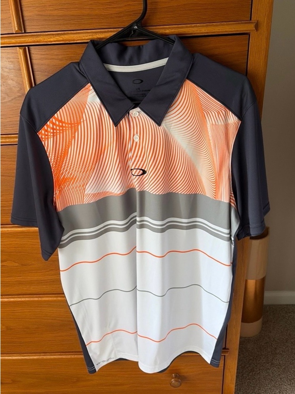 Oakley Men's Short-Sleeve Polo in Orange, Gray and White